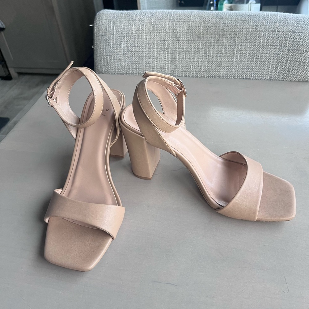 Nude Block Heel Sandals sz 8
